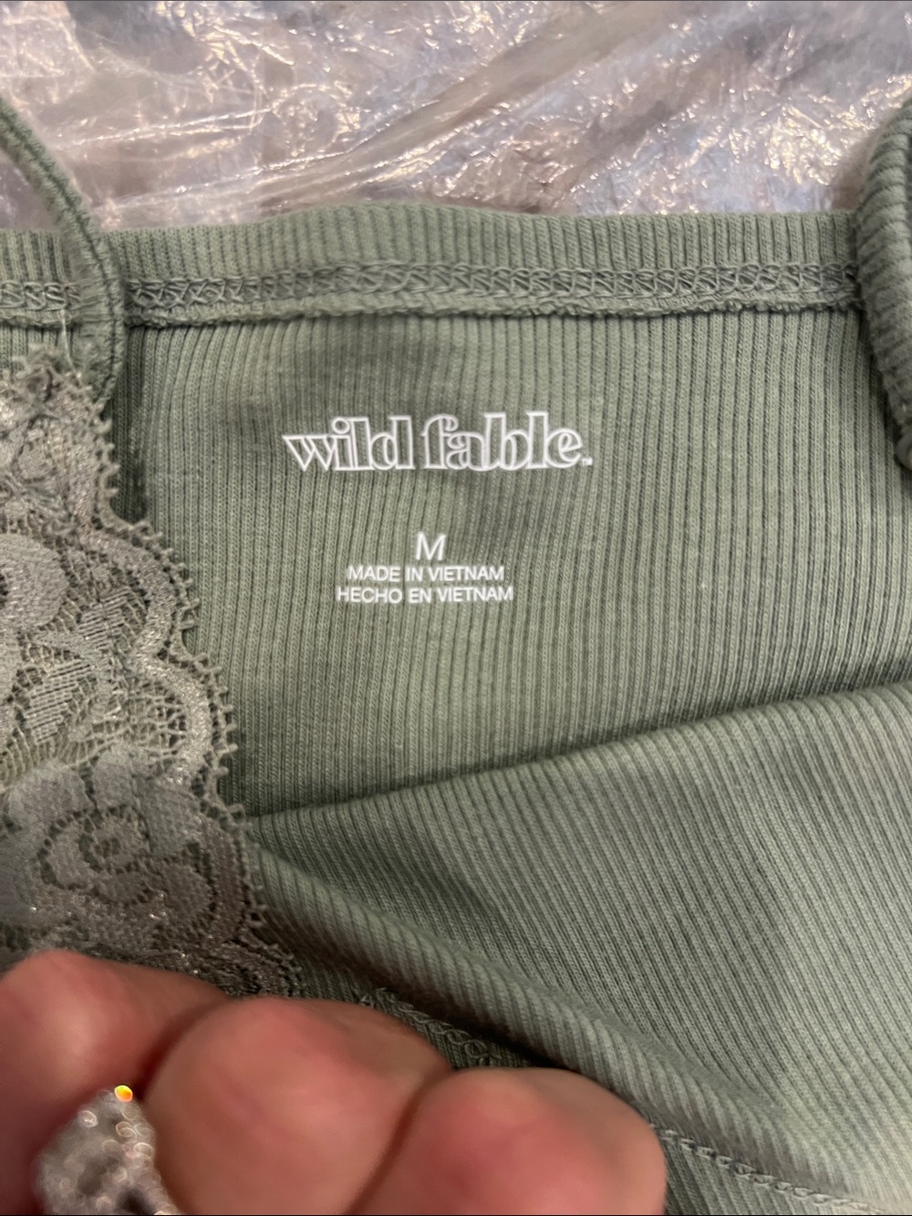 wild fable Sage Green Lace Trim Camisole size medium. - Picture 8 of 9